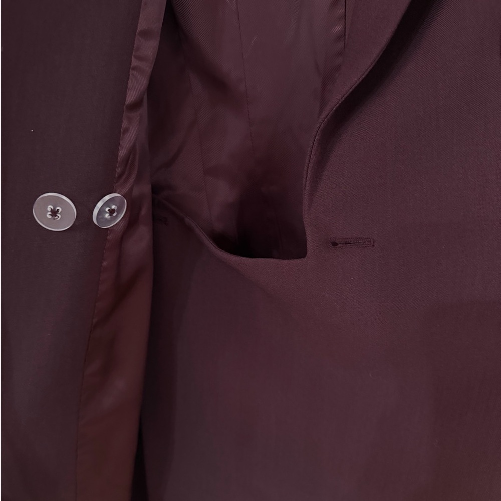 Chic Burgundy Long Blazer by Open Edit - Picture 7 of 7